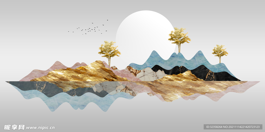 金色意境山水装饰画