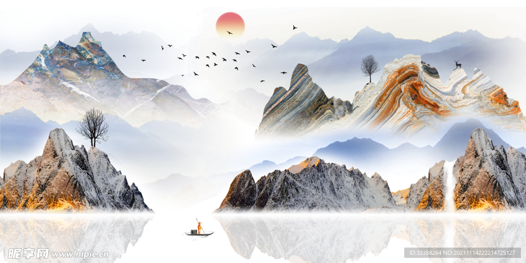 禅意意境山水装饰画