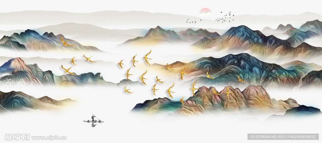 禅意水墨山水意境装饰画