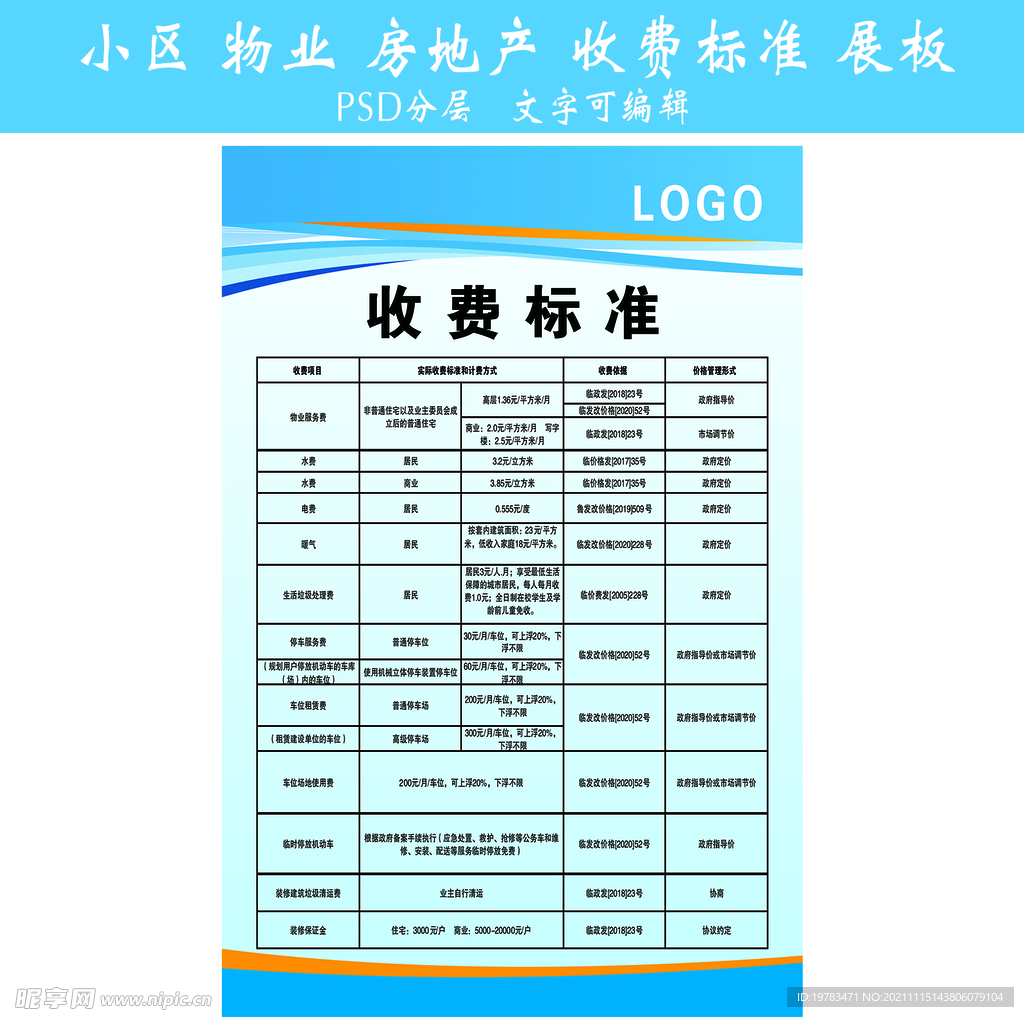 小区 物业 房地产 收费标准 