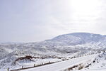 平山湖地质公园大峡谷雪景 