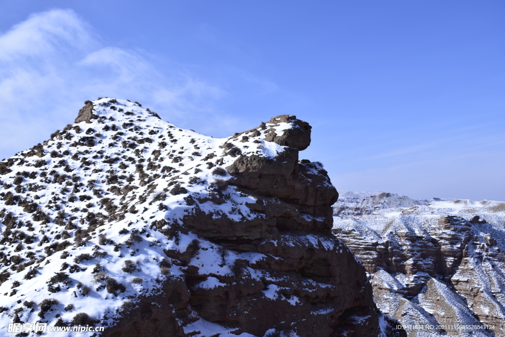 平山湖地质公园大峡谷雪景 