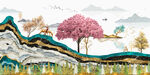 金色麋鹿山水装饰画