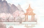 水彩风格唯美古风建筑插画