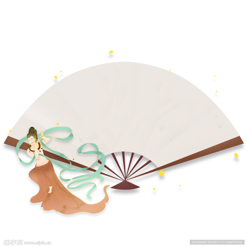 国潮风扇子素材 