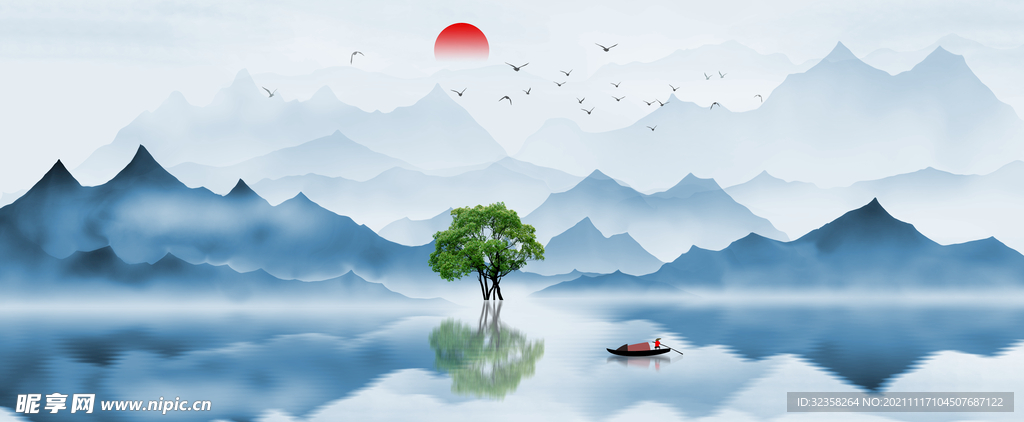 意境山水禅意水墨装饰画