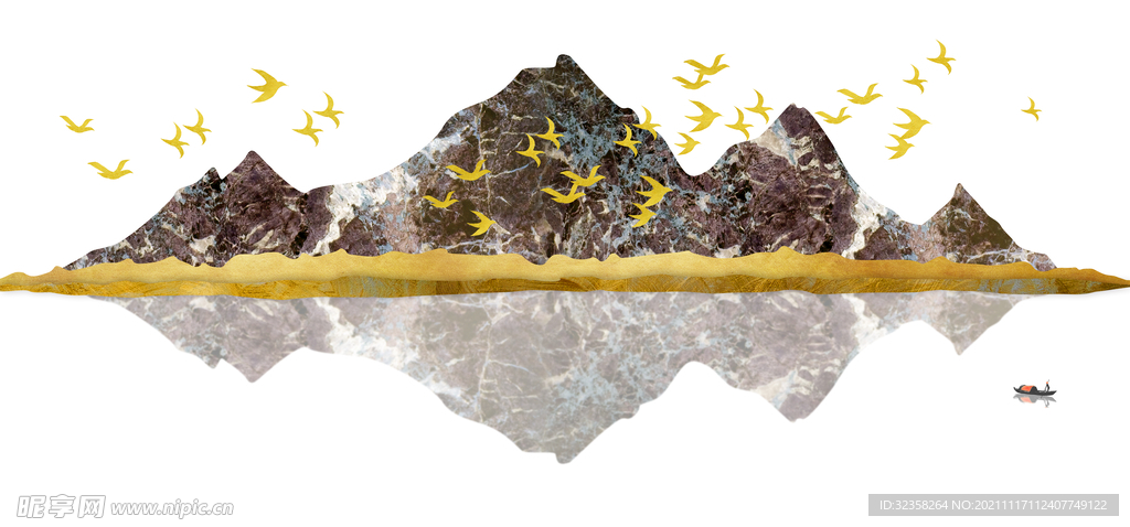 金色山水艺术装饰画