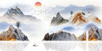 意境山水麋鹿晶瓷画