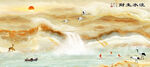 流水生财江山如画装饰画