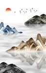 抽象山水禅意意境水墨装饰画