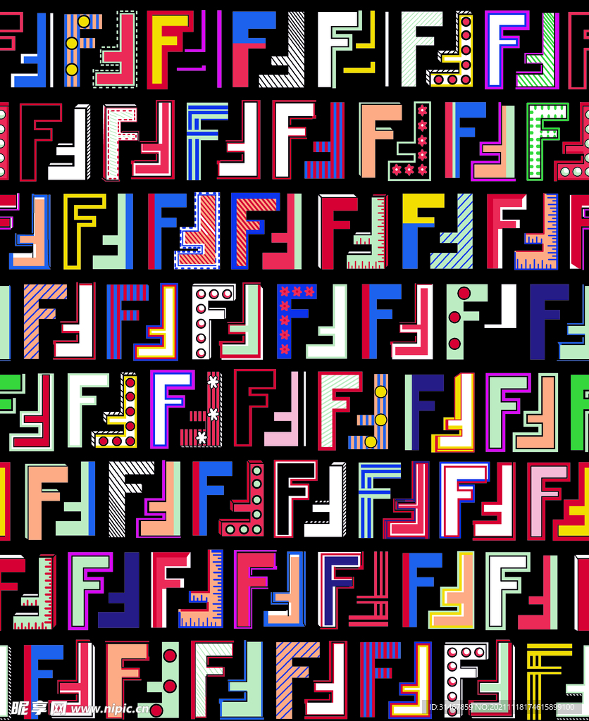彩色F字母