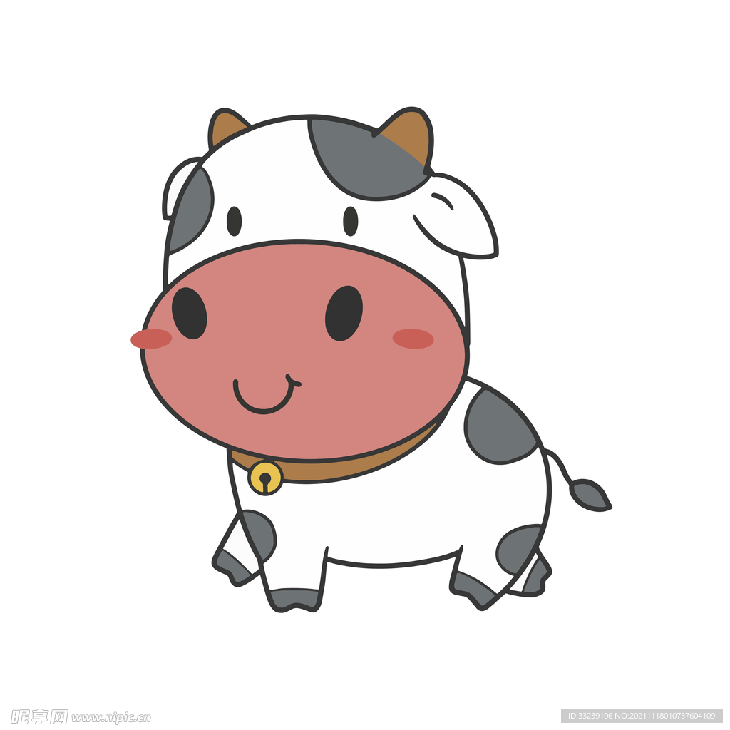 卡通灰白小奶牛