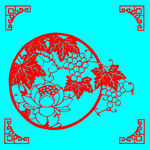 莲花葡萄剪纸