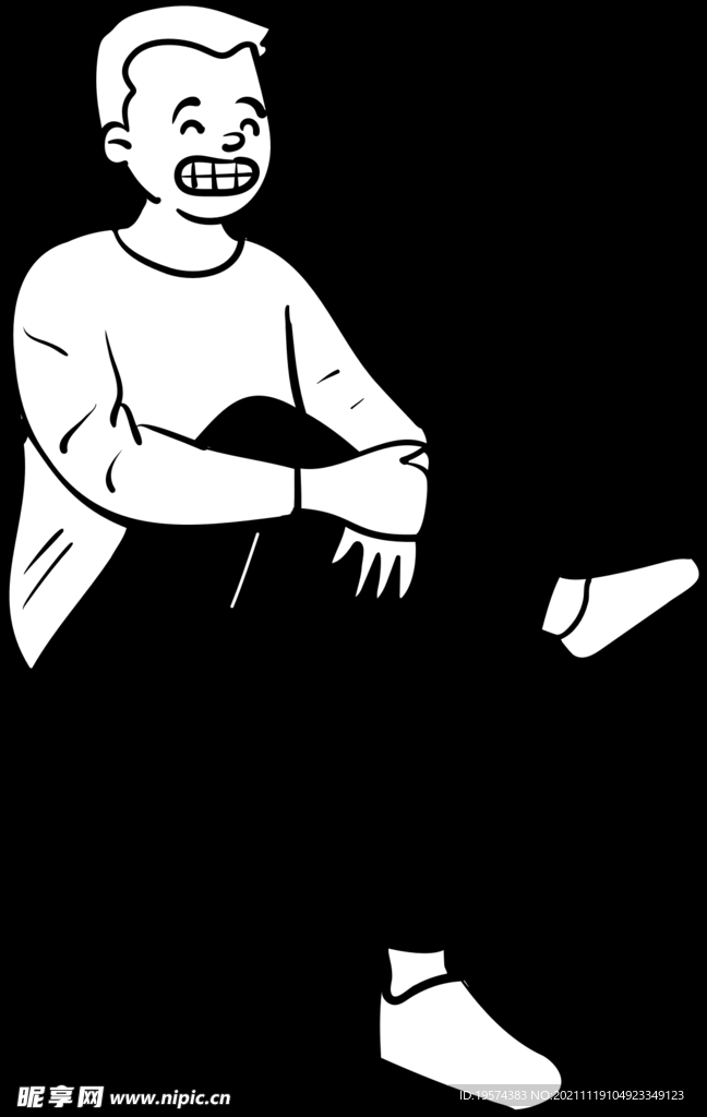 跷二郎腿的大哥中年男子
