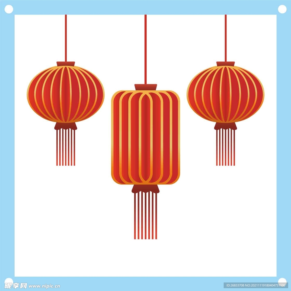 灯笼春节装饰元素图