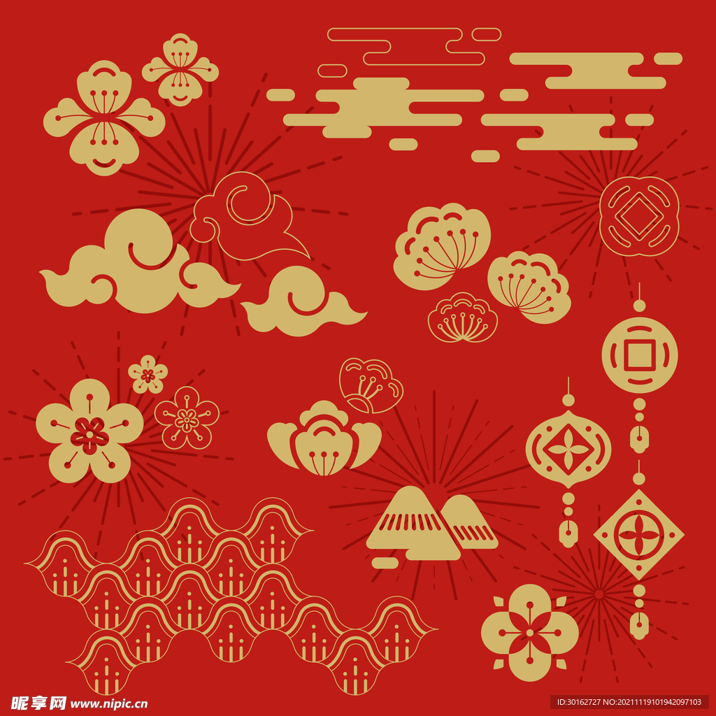 复古中式传统花纹装饰元素