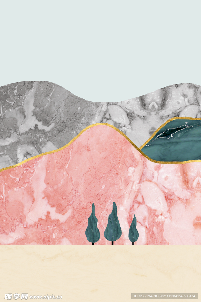 抽象意境山水装饰画