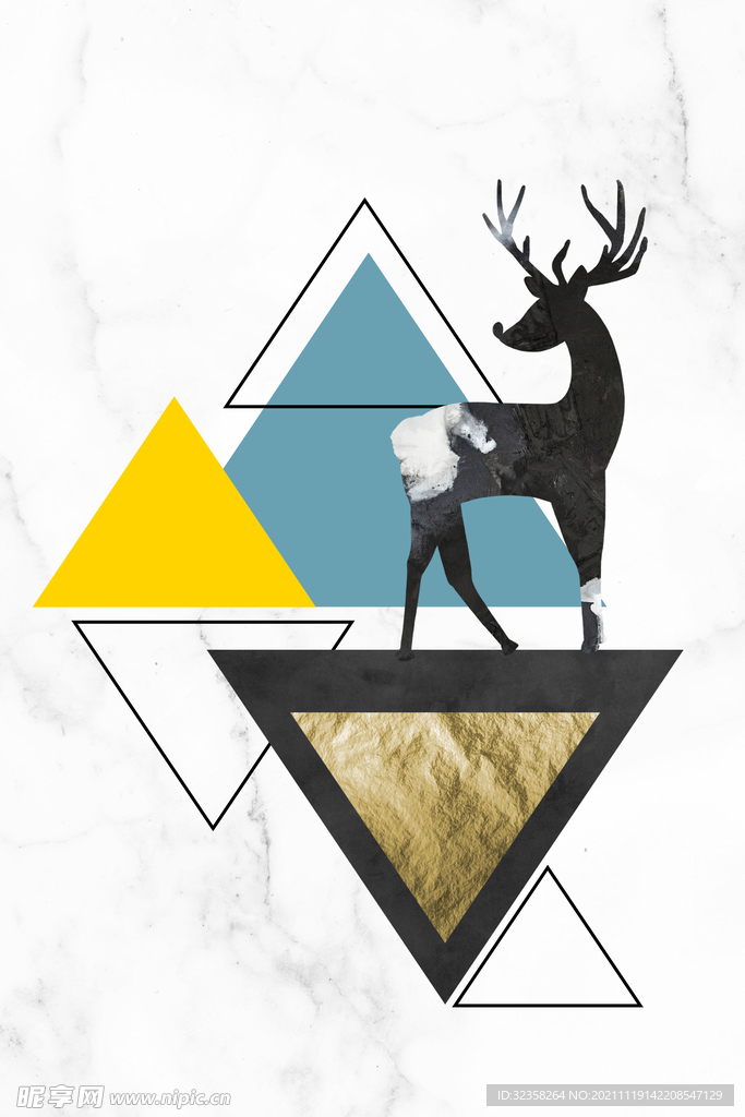抽象麋鹿几何装饰画