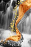 流水生财金色麋鹿意境山水装饰画