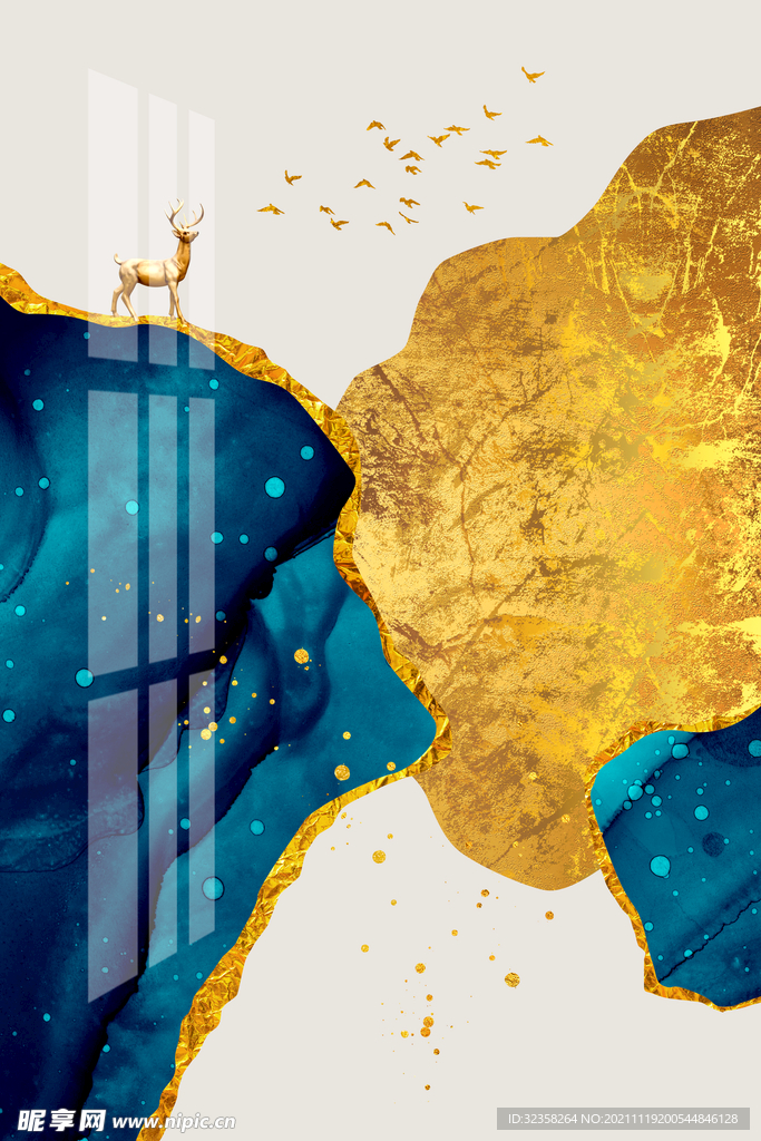 金色麋鹿金箔玄关