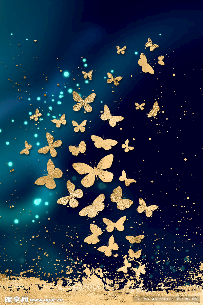 金色蝴蝶艺术装饰画