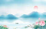 水墨山水海报背景 