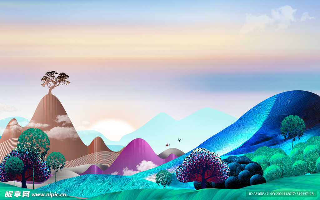 水墨山水海报背景