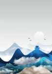 水墨山水海报背景