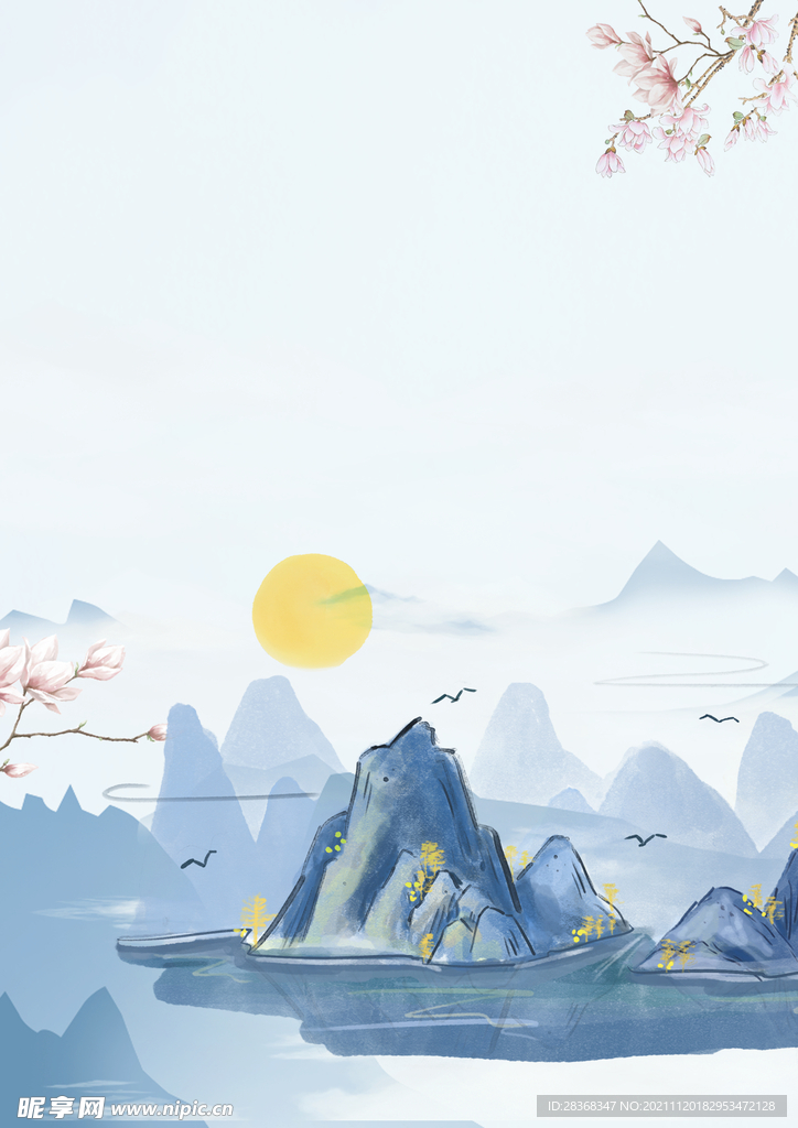 水墨山水海报背景