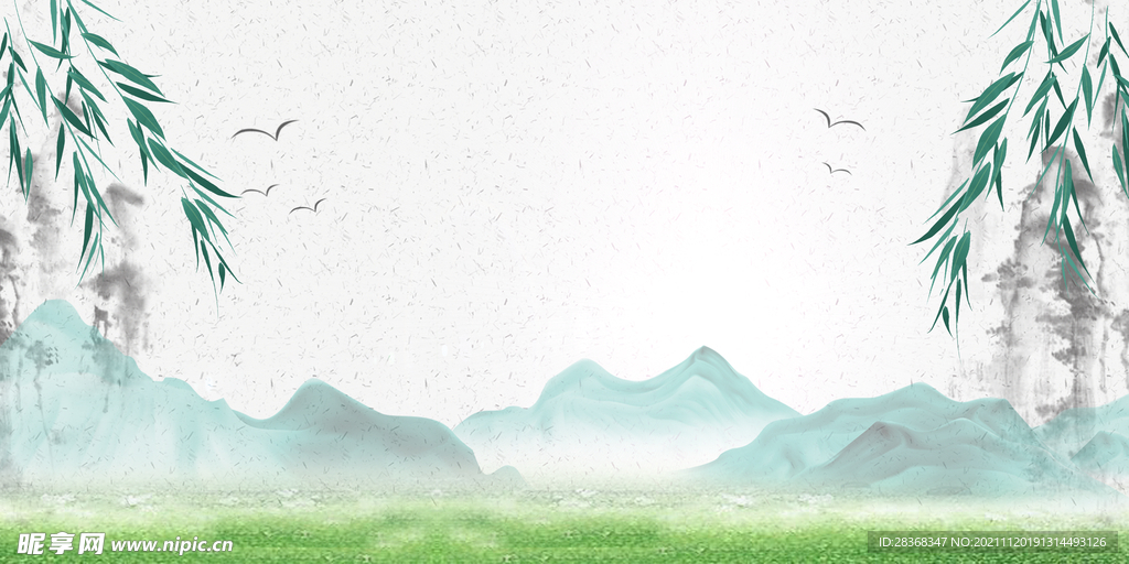 水墨山水海报背景 