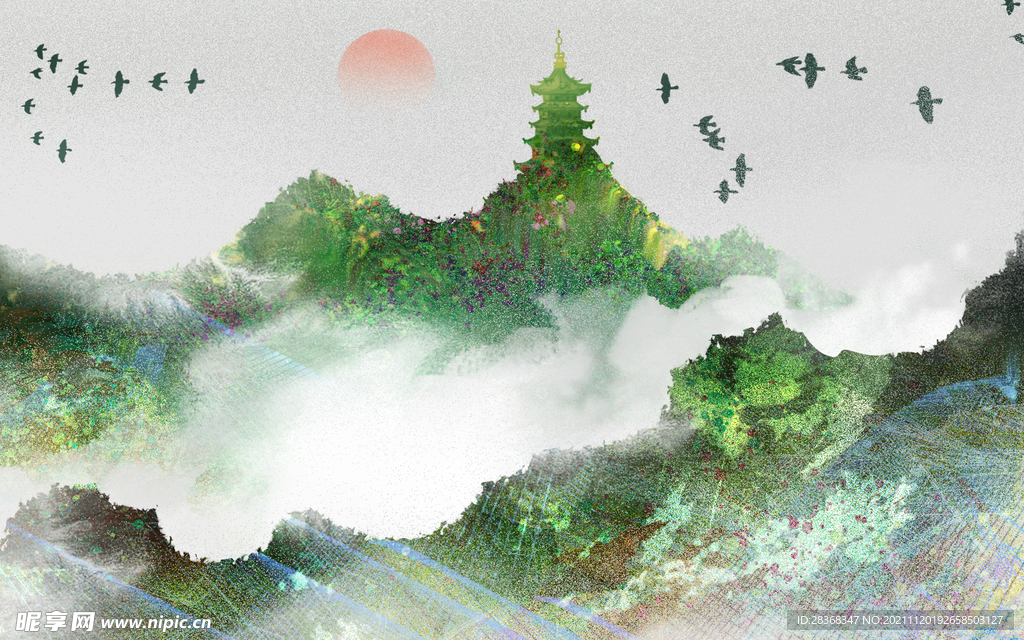 水墨山水海报背景