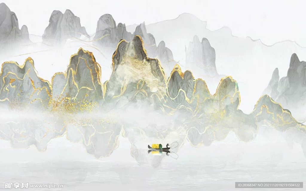 水墨山水海报背景 