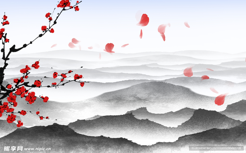 水墨山水海报背景