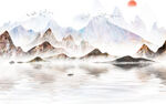 水墨山水海报背景  