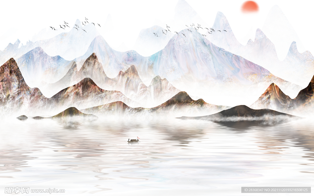 水墨山水海报背景  