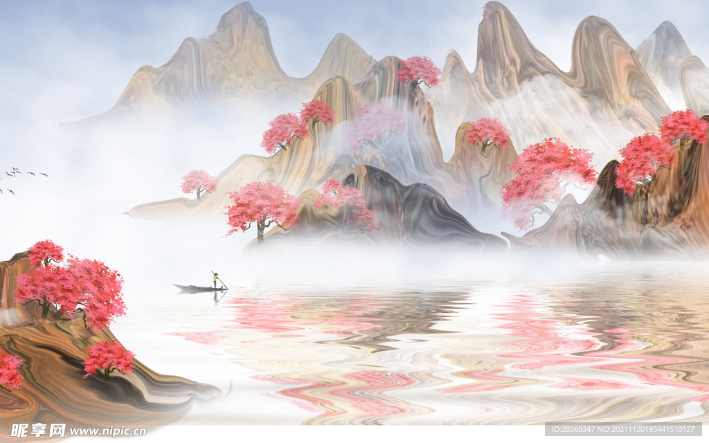 水墨山水海报背景