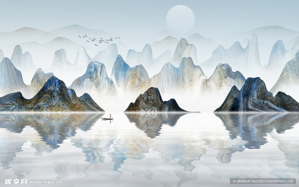 水墨山水海报背景