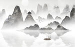 水墨山水海报背景