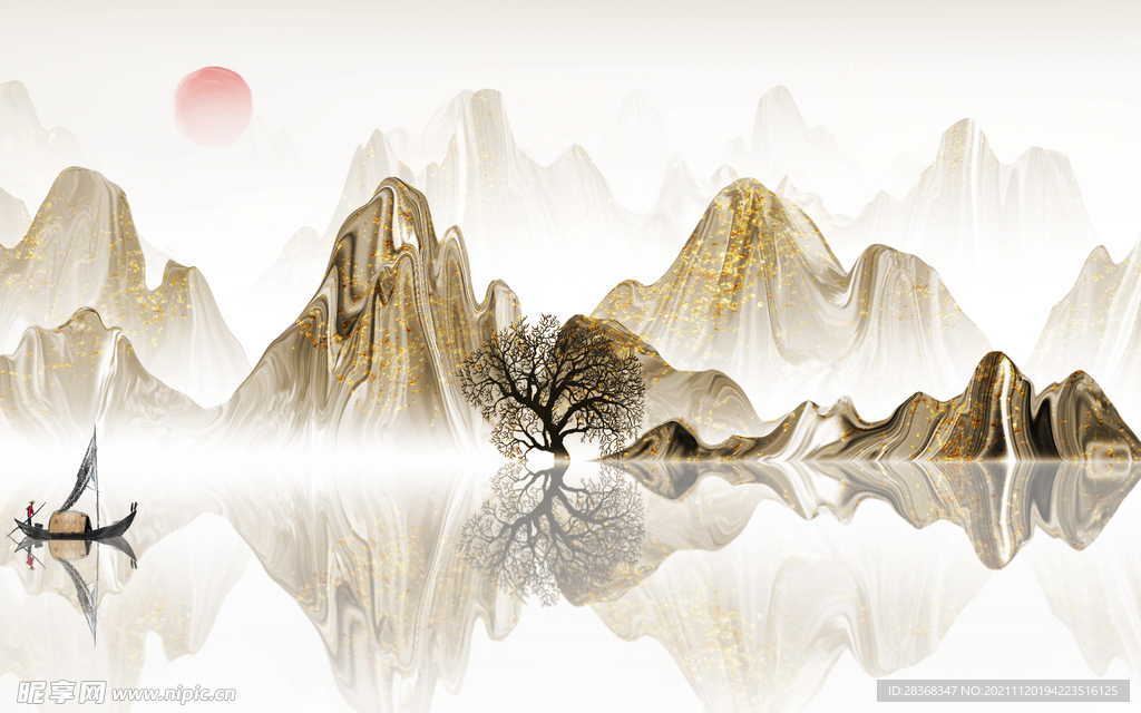 水墨山水海报背景