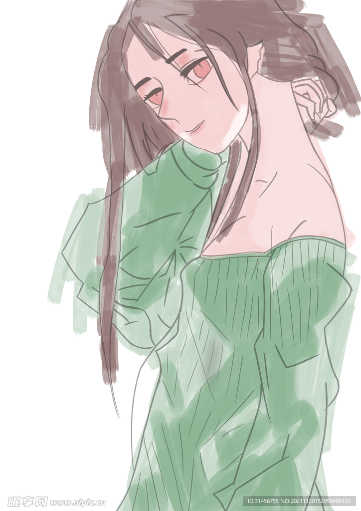 插画自由女孩