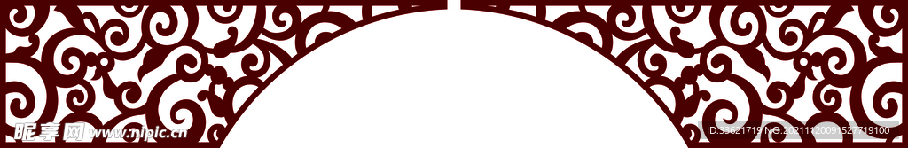 月亮门上方异形祥云镂空雕刻