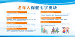蓝色简约大气老人保健知识展板