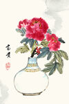 富贵花瓶国画花卉简约装饰画
