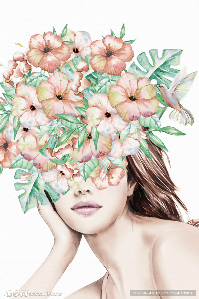 人物艺术花卉美女装饰画