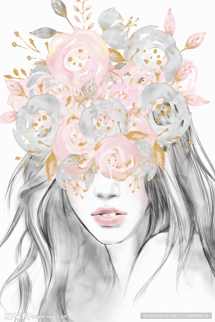 人物艺术花卉美女装饰画