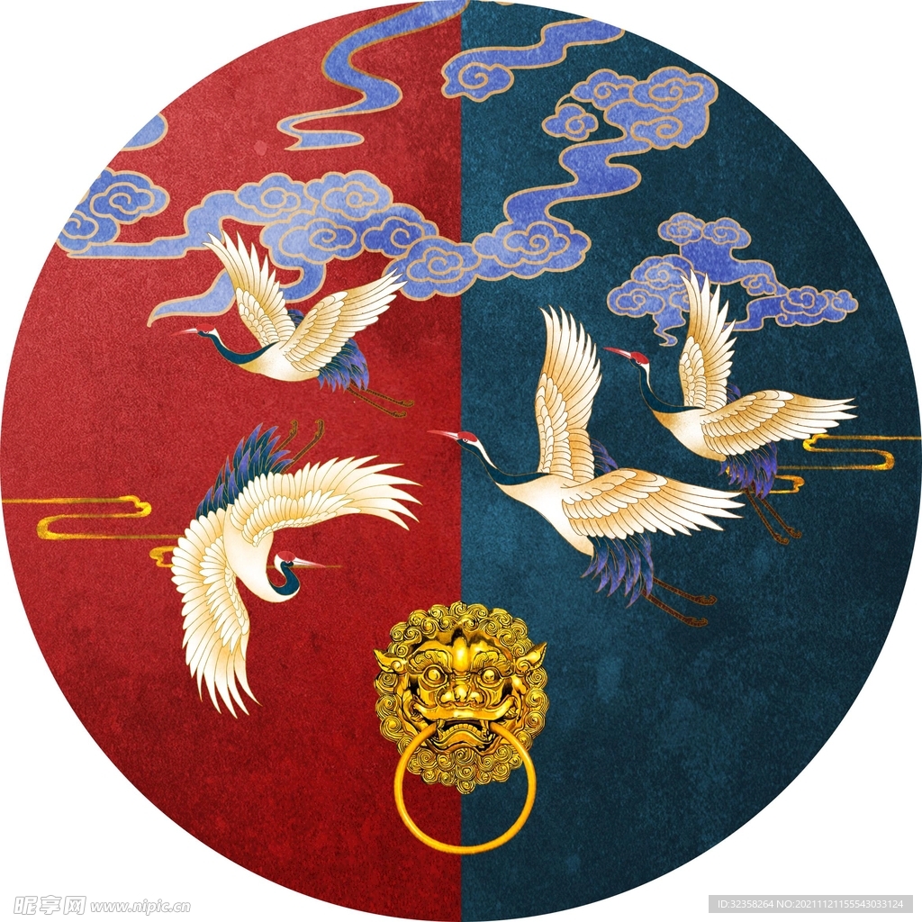 金色仙鹤艺术玄关