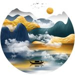 金色山水意境装饰画