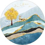 麋鹿意境山水圆形装饰画
