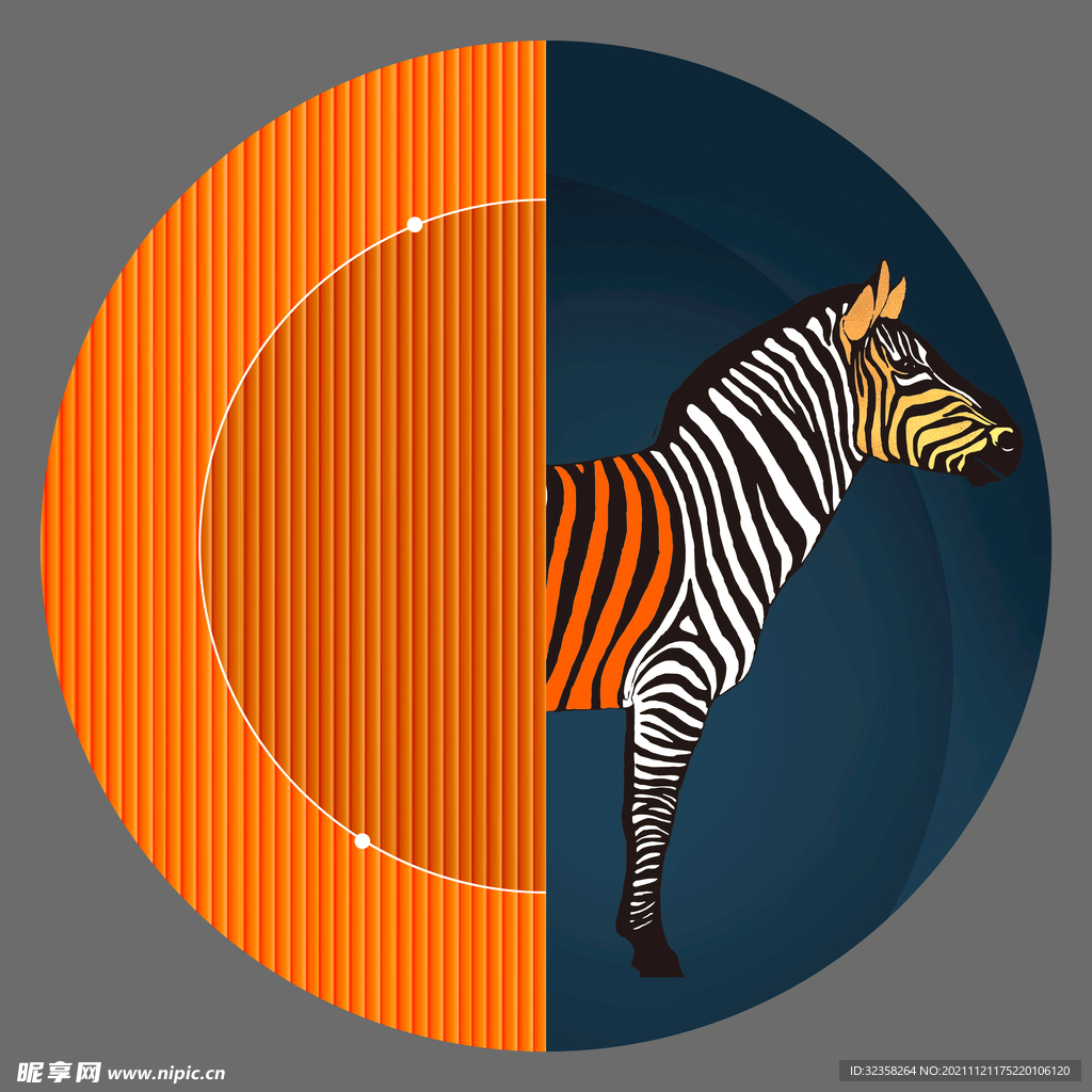 抽象斑马艺术几何色块图形组合装