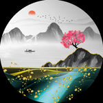 抽象山水禅意意境水墨装饰画